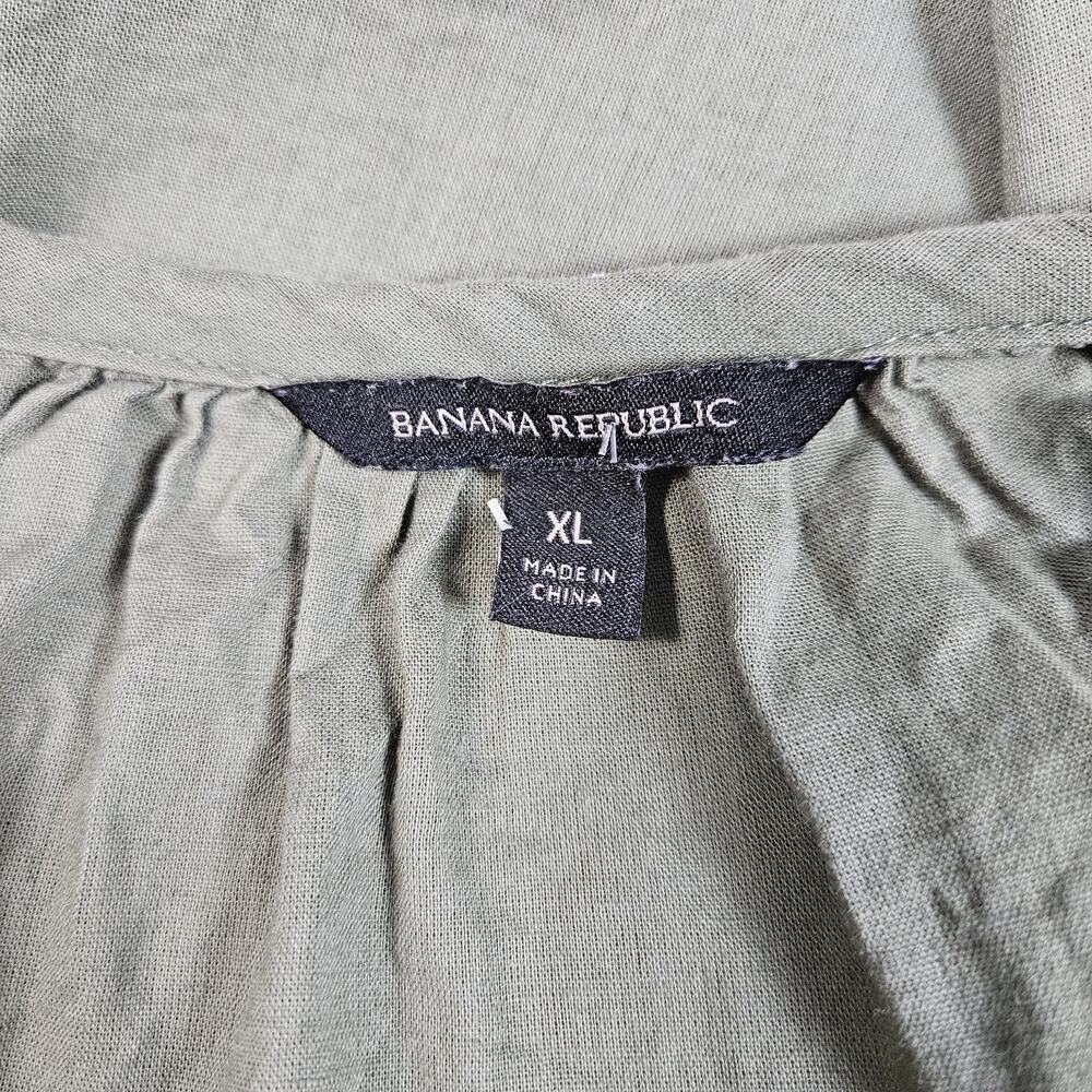 Banana Republic Light Green Peasant Blouse XL Ruffle V-Neck Flowy Draped Top - Picture 3 of 5